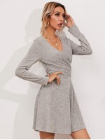 Wrap Tie Back Marled Knit Dress