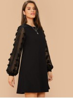 3D Applique Bishop Sleeve Dress