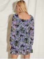 Allover Floral Print A-line Dress