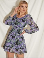 Allover Floral Print A-line Dress