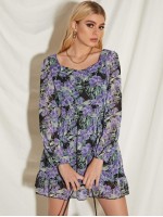 Allover Floral Print A-line Dress