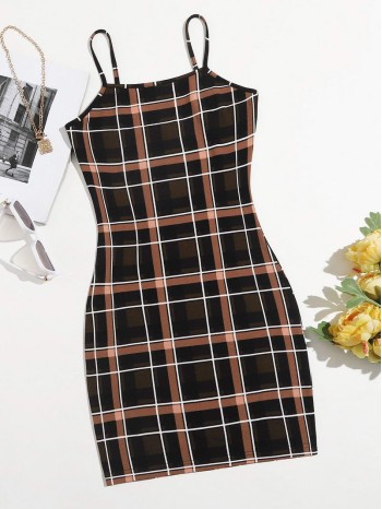 Plaid Cami Bodycon Dress