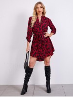 All Over Print Belted Dress