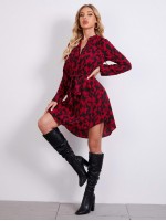 All Over Print Belted Dress