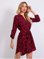 All Over Print Belted Dress