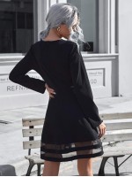 Zip Back Contrast Mesh Dress