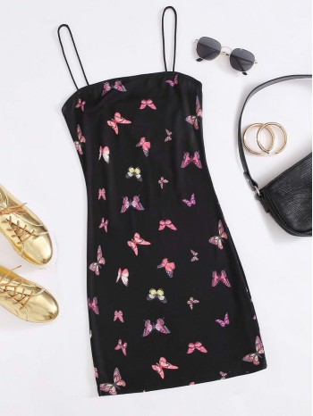 All Over Butterfly Print Cami Dress