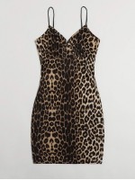 Wrap Detail Leopard Cami Bodycon Dress