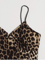 Wrap Detail Leopard Cami Bodycon Dress