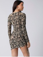 All Over Print Drawstring Side Bodycon Dress