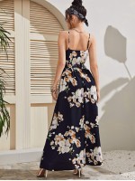 Wrap Belted High Low Floral Cami Dress