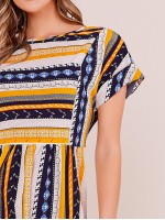 Batwing Sleeve Tribal Print Dress