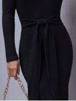 V-Neck Tie Waist Dress