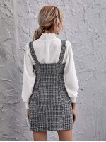 Zip Up Sleeveless Tweed Dress