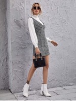 Zip Up Sleeveless Tweed Dress