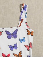 Allover Butterfly Print Bodycon Dress