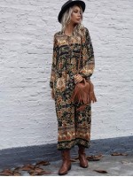 Allover Floral Tie Neck Smock Dress