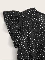 V-neck Ruffle Hem Polka Dot A-line Dress