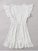 V-neck Polka Dot A-line Dress