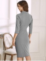 Zip Back Tie Neck Pencil Dress