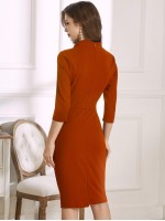 Zip Back Tie Neck Pencil Dress