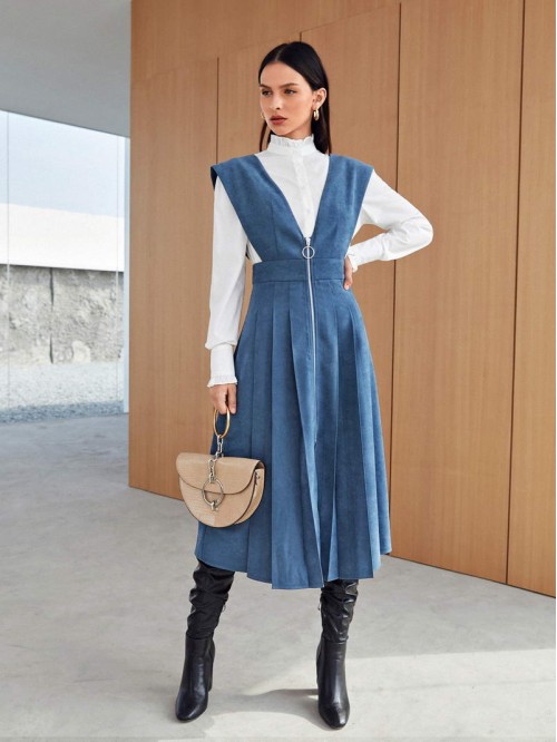 Zip Up Overall Dress