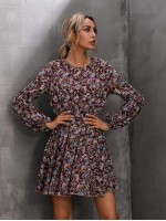 Allover Floral Print A-line Dress