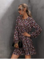 Allover Floral Print A-line Dress