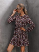 Allover Floral Print A-line Dress