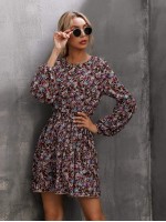 Allover Floral Print A-line Dress