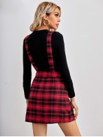 Zip Side Tartan Overall Dress