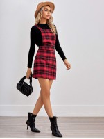 Zip Side Tartan Overall Dress