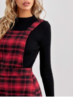 Zip Side Tartan Overall Dress