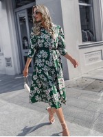 Allover Floral Print Shirt Dress Without Belt