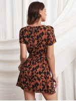 Allover Print Self Belted Dress