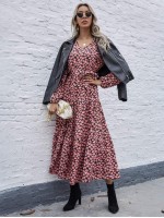 Allover Floral Print Belted A-line Dress