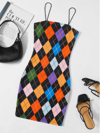 Argyle Print Dress