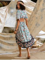 Allover Floral Plunge Tie Front High-Low Dress