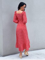 Allover Print Wrap Knot Side A-line Dress