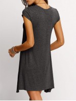 Asymmetrical Hem Heathered Tee Dress