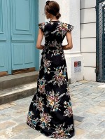 Wrap Tie Side Floral Print Dress