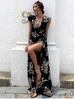 Wrap Tie Side Floral Print Dress