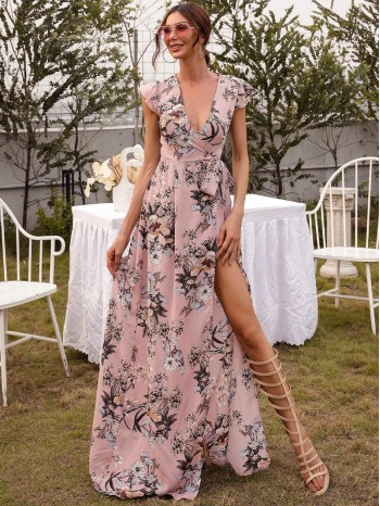 Wrap Tie Side Floral Dress