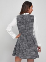 Zipper Back Tweed 2 In 1 Dress