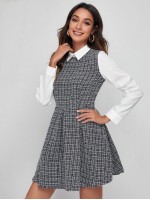 Zipper Back Tweed 2 In 1 Dress