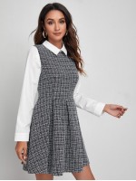 Zipper Back Tweed 2 In 1 Dress