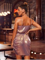 Wrap Hem Metallic Cami Dress