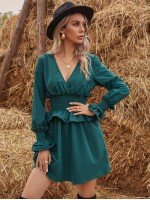 Wrap Shirred Waist A-line Dress