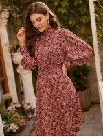 Asymmetrical Hem Paisley Print Dress