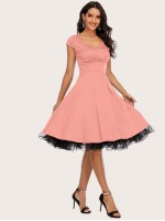 Zip Back Sweetheart Neck Dress Without Petticoat